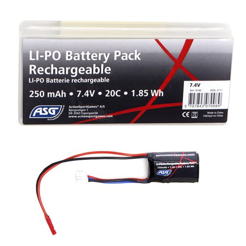 250mAh 7.4V LiPO Airsoft Battery 20C