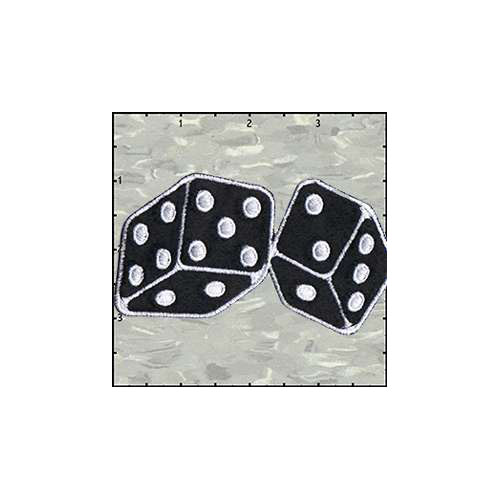 Dice Fuzzy 4 Inches Black Plush Patch