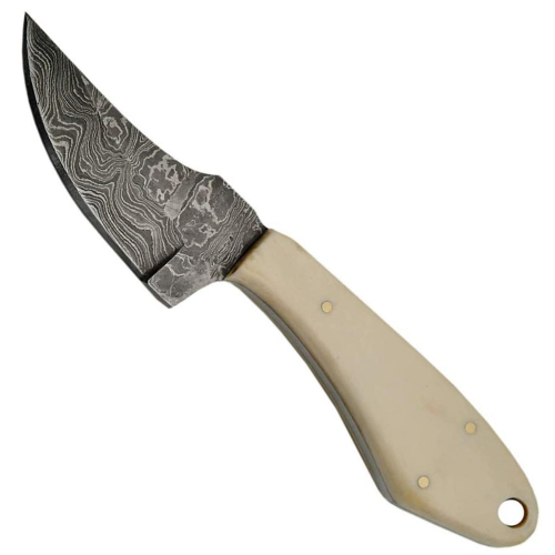 SzcoTrue Damascus Skinner Fixed Knife w/Sheath