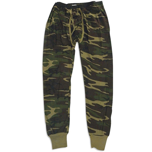 Mens Waffle Knit Cotton Thermal Camo Pants