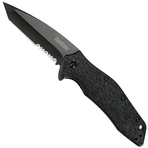 Kuro Black-Oxide Coated Half Serrated Folding Blade Knife