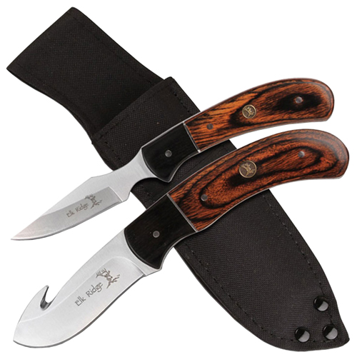 Master Cytlery Elk Ridge 250WD Pakkawood Handle 2 Pcs Hunting Knife Set