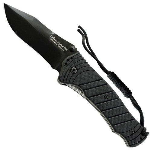 JPT-3S Drop Point BLK Square Handle BP Folding Knife