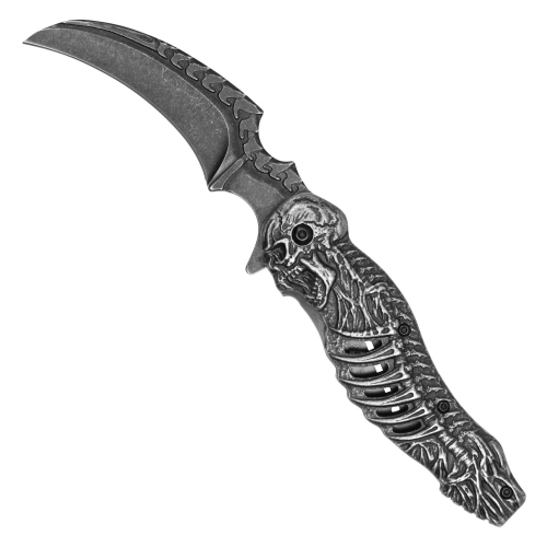 8.5'' Metallic Skull Pocket Knife