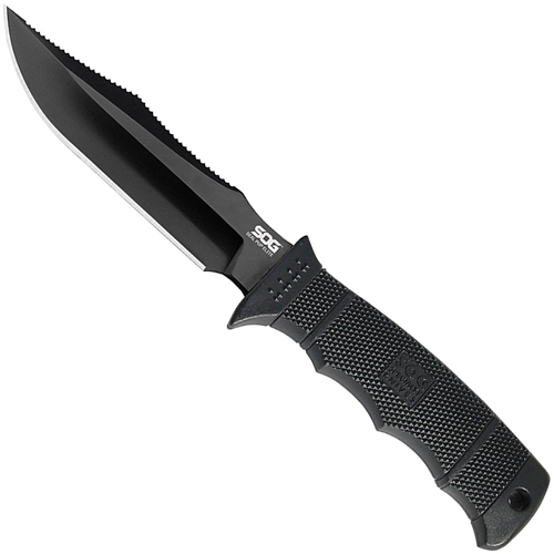 SOG Black TiNi Straight Edge SEAL Pup Elite Fixed Blade Knife