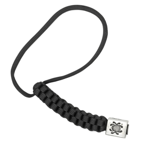 Black Nylon Lanyard w/ Square Pewter Bead 