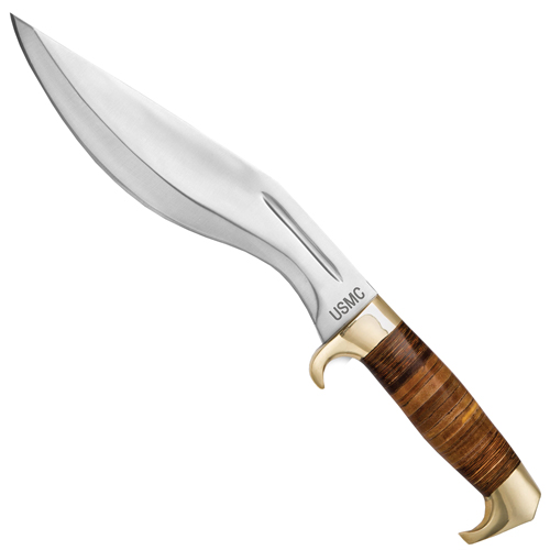 USMC Stacked Leather Handle Kukri Knife