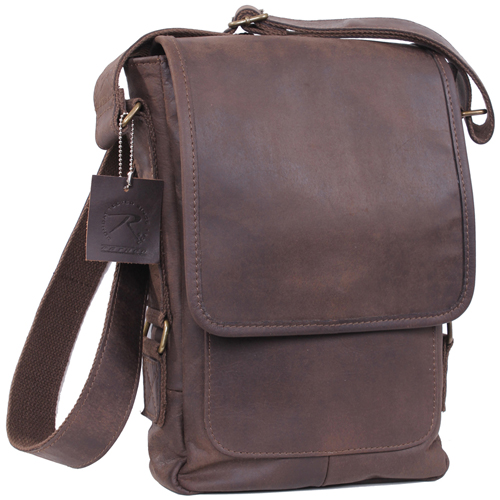 Brown Leather Military Tech Bag