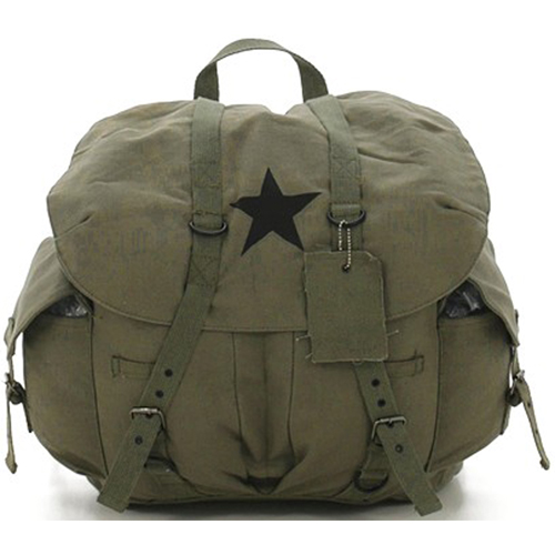 Vintage Weekender Canvas Backpack with Star