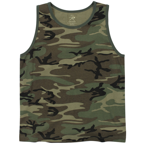 Mens Vintage Woodland Camo Tank Top