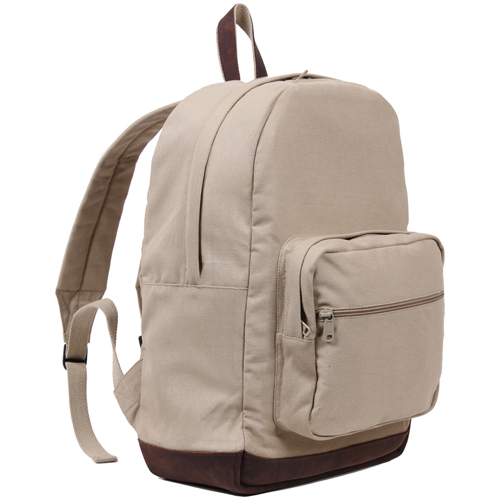 Vintage Canvas Teardrop Backpack with Leather Accents